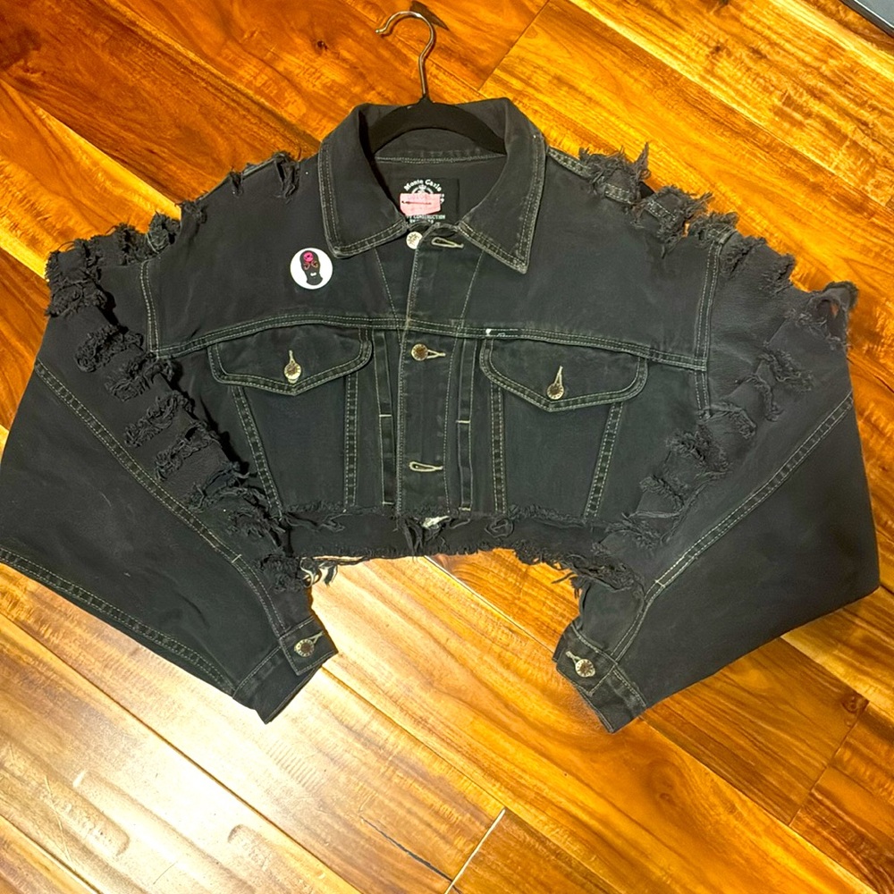 Edgy Distressed Black Denim Jacket